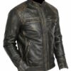 Mens Cafe Racer Retro Brown Motorcycle Leather Jacket