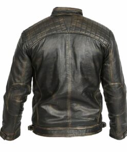 Mens Cafe Racer Retro Motorcycle Leather Jacket