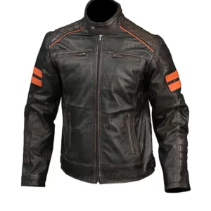 Mens Jux Brown Leather Jacket