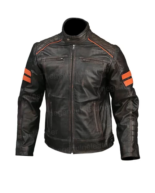 Mens Jux Brown Leather Jacket