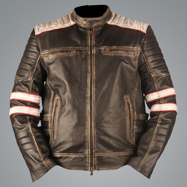 Mens Retro 2 Distressed Brown Leather Jacket