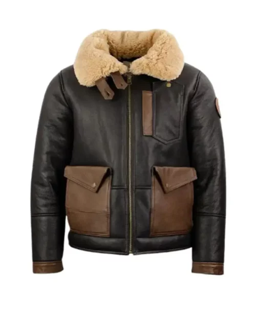 Mens Sheepskin Chocolate Black Bomber Jacket