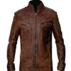 Mens Vintage Distressed Biker Leather Jacket