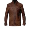Mens Vintage Distressed Biker Leather Jacket