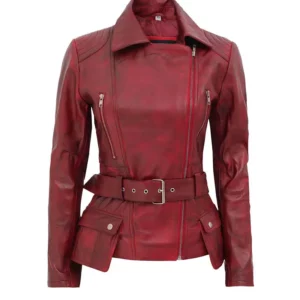 Victoria Burgundy Motorcycle Jacket