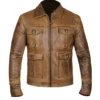 Vintage Cognac Brown Leather Jacket