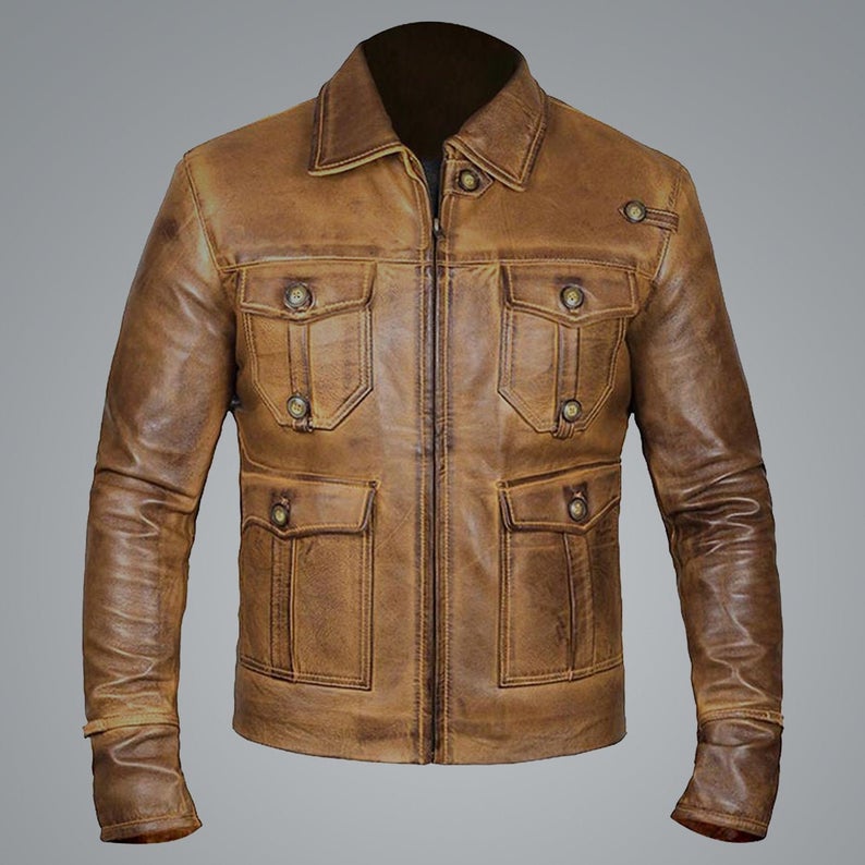 Vintage Cognac Brown Leather Jacket