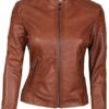 Womens Motorcycle Brown Leather Jacket