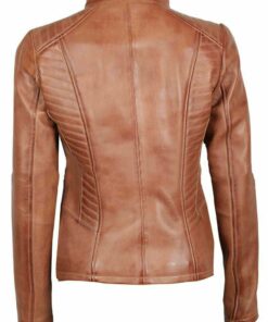 Womens Rachel Cognac Brown Leather Jacket