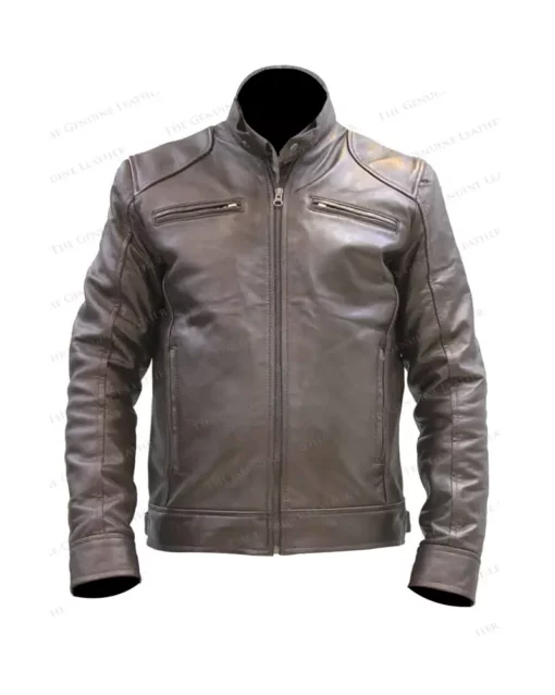 Men Brown Retro Leather Jacket