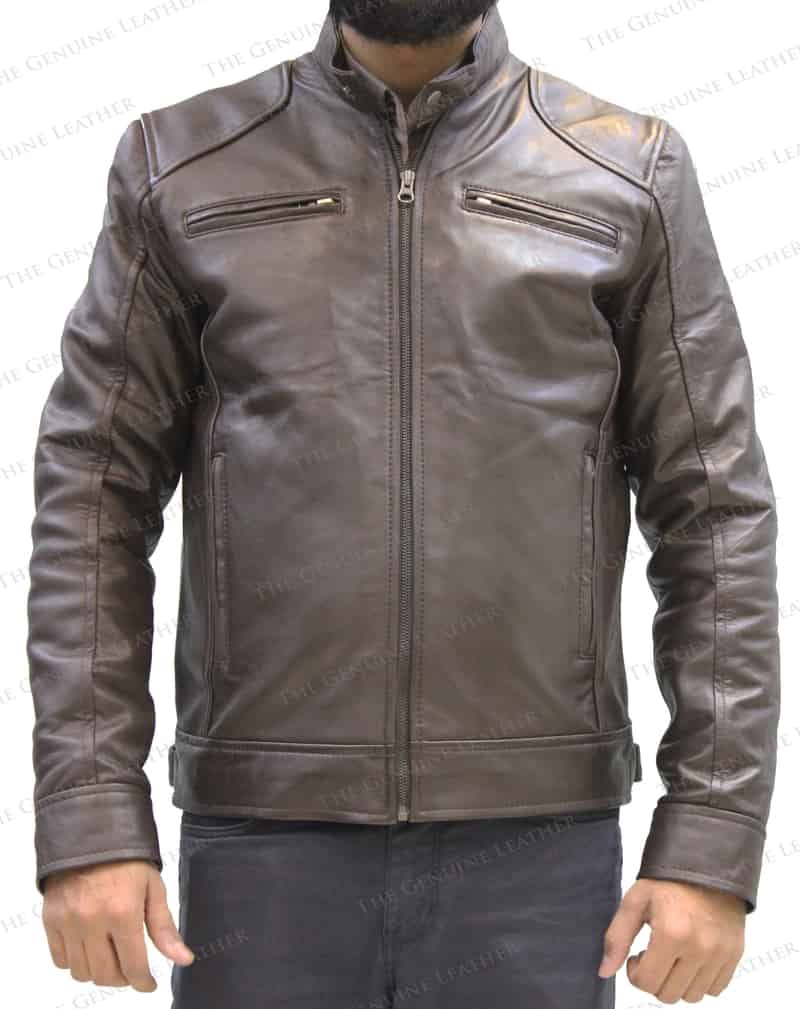 Men Brown Retro Leather Jacket