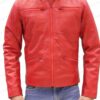 Men Red Retro Leather Jacket
