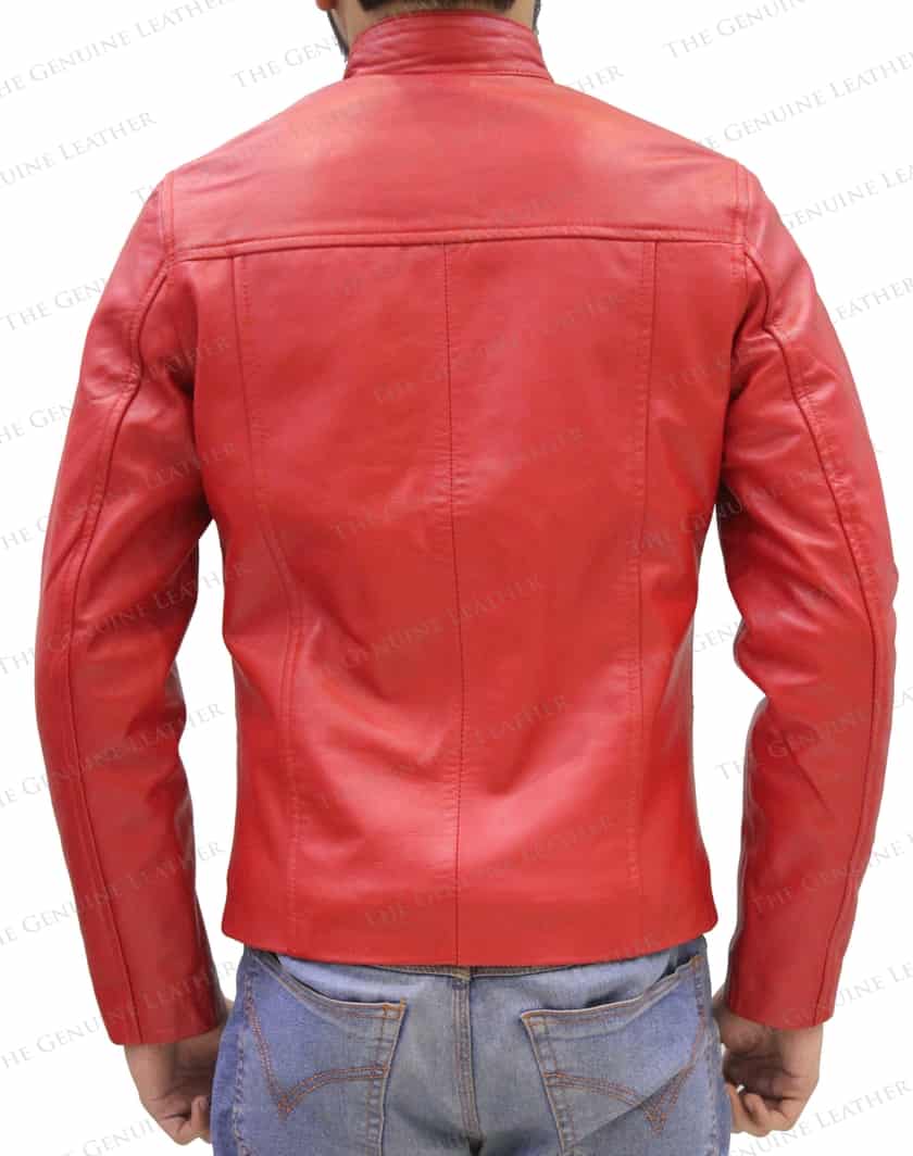Mens Red Retro Leather Jacket