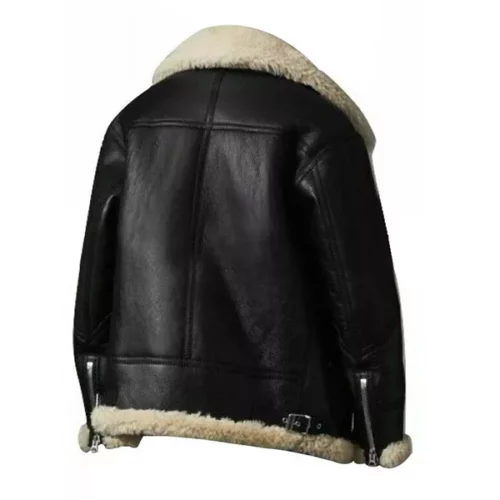 Women Aviator Ivory Shearling Jacket