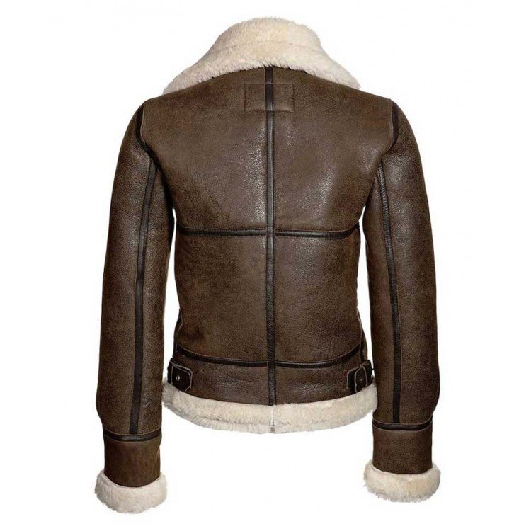 Womens Aviator Brown Shearling Leather Jacket