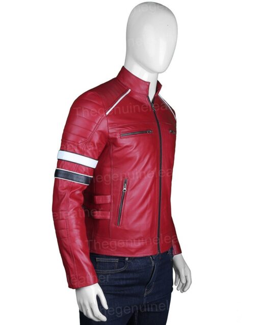 Mens Cafe Racer Red Jacket