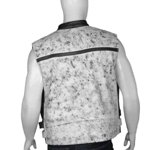 Unisex Distressed White Vest | Distressed White Leather Vest