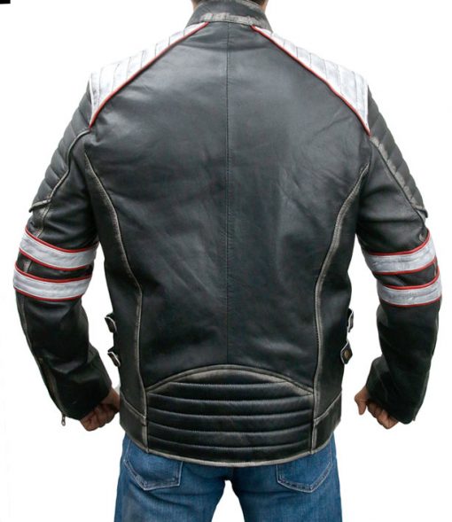 Mens Distressed Retro Cafe Racer Leather Jacket
