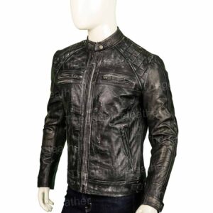 Men Distressed Shoulder Design Jacket