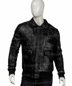 Mens Black Distressed Leather Jacket