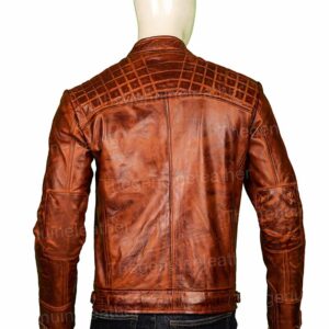 Mens Shoulder Design Brown Leather Jacket