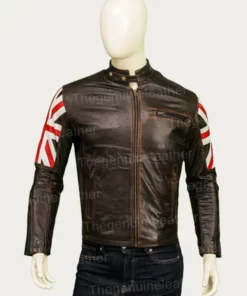 United Kingdom Flag Cafe Racer Leather Jacket