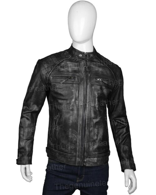 Men Distressed Shoulder Design Jacket