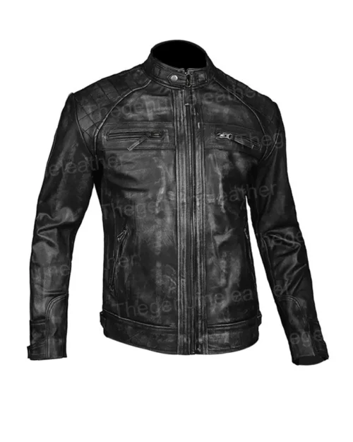 Men Distressed Shoulder Design Jacket