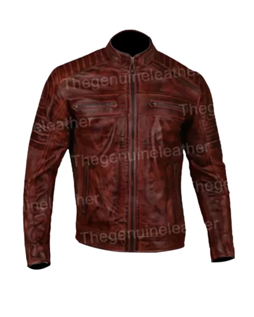 Mens Cafe Racer Brown Leather Jacket