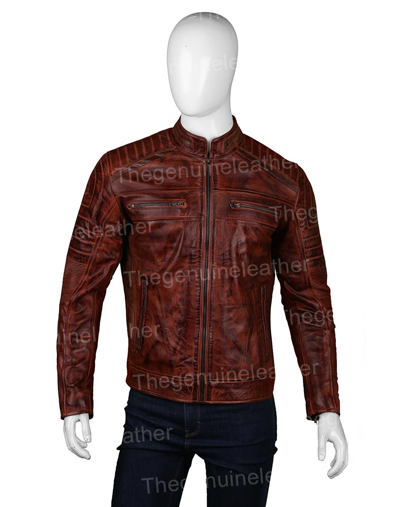Mens Cafe Racer Brown Leather Motorcycle Jackets