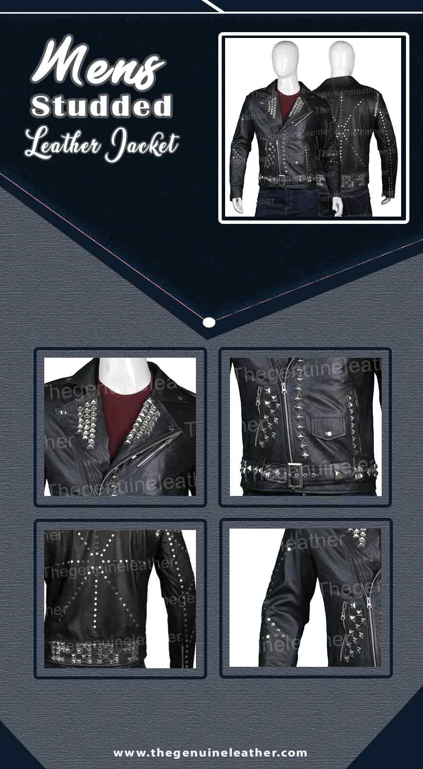 Mens Studded Leather Jacket Infographic