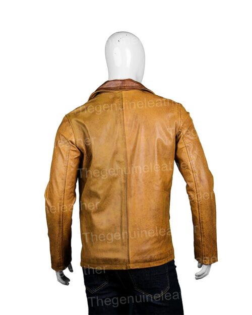 Mens Tan Brown Leather Coat