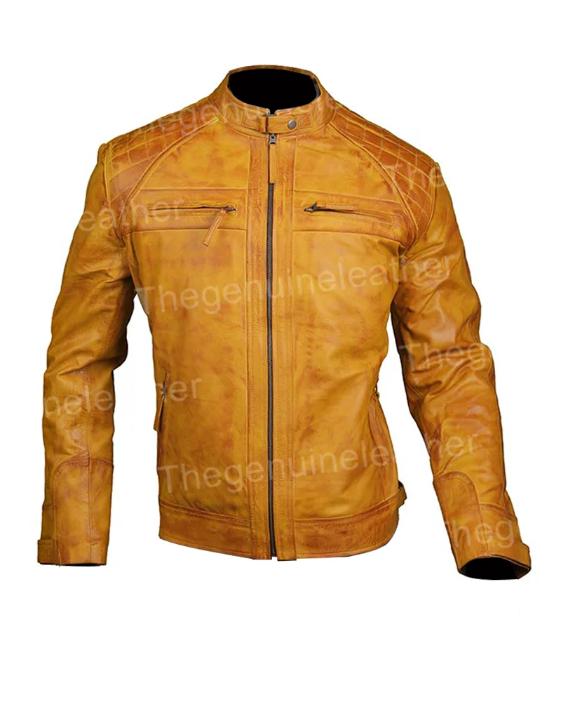 Mens Waxed Shoulder Brown Leather Jacket