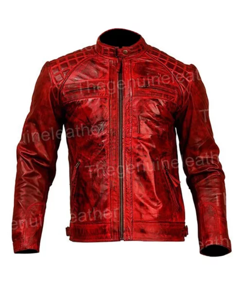 Men Shoulder Design Leather Jacket
