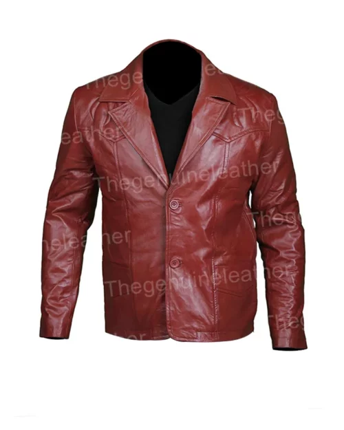 Mens Brown Leather Blazer