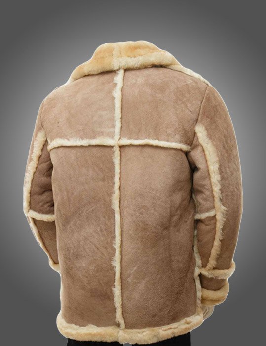 Sheepskin Leather Fur Coat | Mens Brown Shearling Coat
