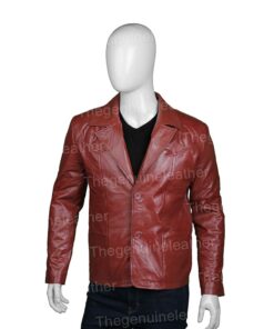 Mens Classic Brown Leather Blazer