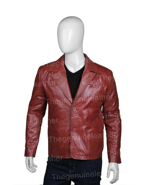 Mens Classic Brown Leather Blazer