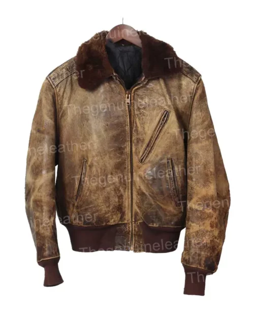 Mens Distressed Brown Leather Jacket