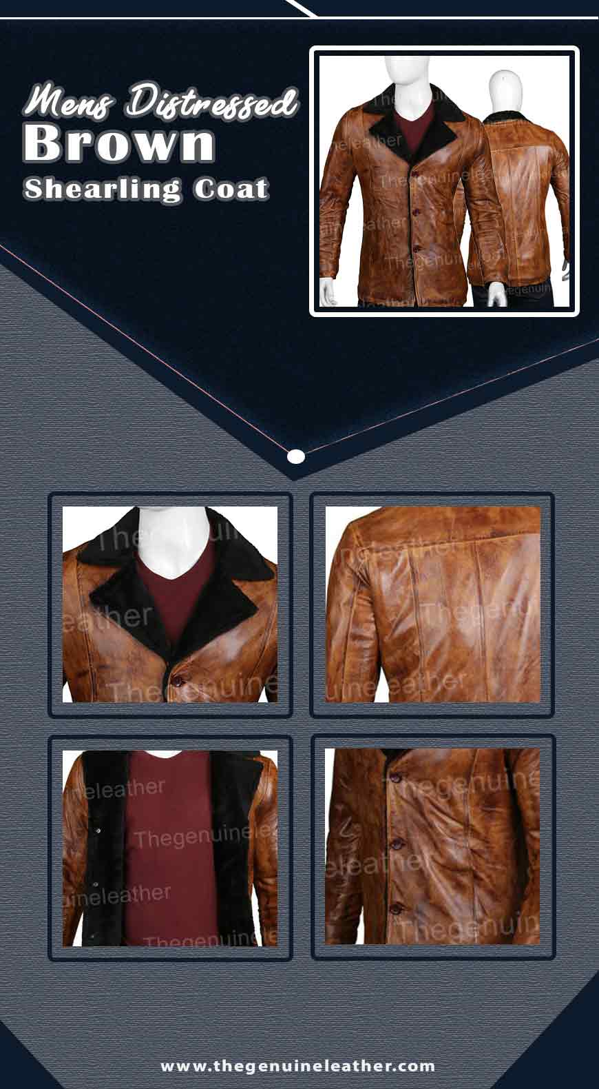 Mens Distressed Brown Shearling Coat