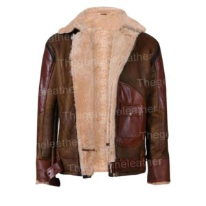 Mens Maroon Leather Shearling Jacket