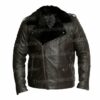 Mens Motorcycle Black Shearling Leather Jacket