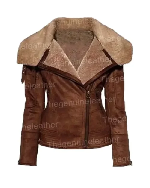 Womens Aviator Brown Shearling Jacket
