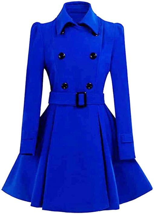 Womens Blue Swing Pea Coat
