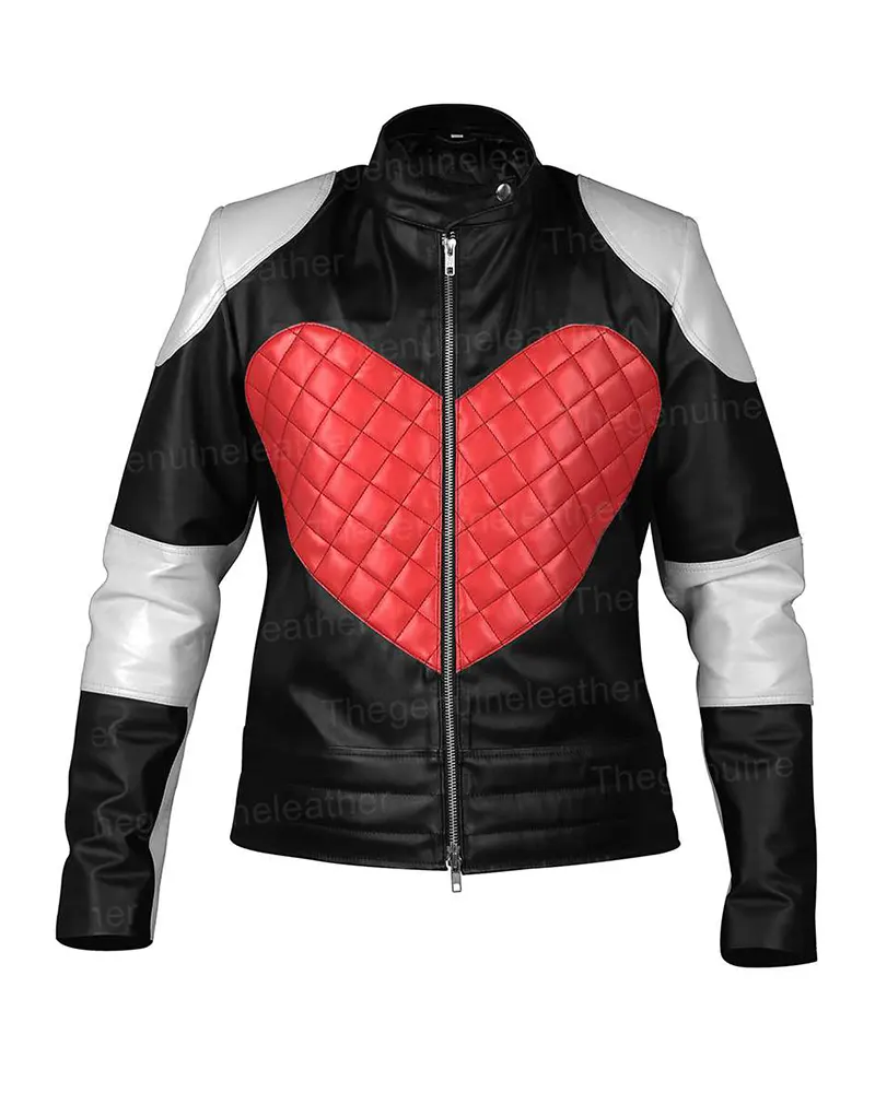 Ladies Red Heart Leather Jacket