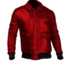 Mens Bomber Red Leather Jacket
