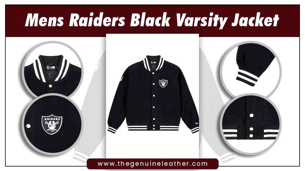 Mens Raiders Black Varsity Jacket