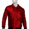 Mens Red Leather Bomber Jacket