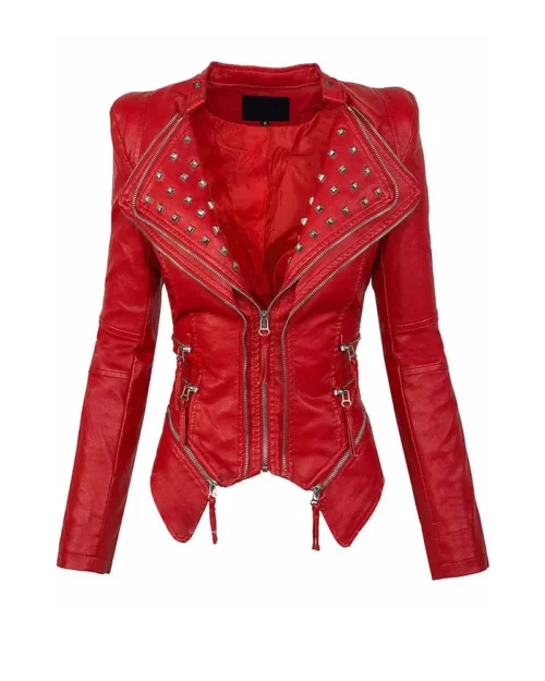 Women Patchwork Motorcycle Jacket