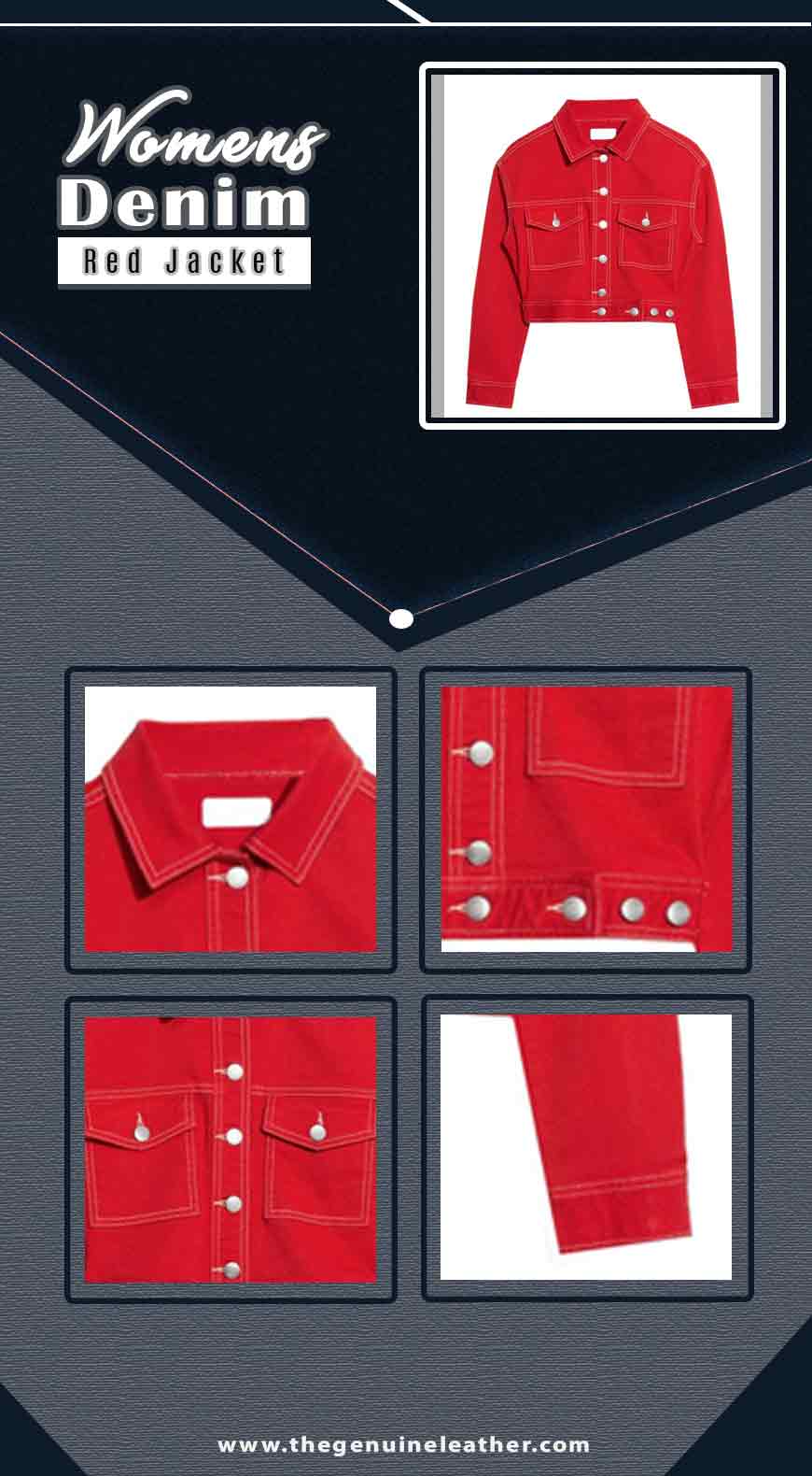 Womens Denim Red Jacket Infography